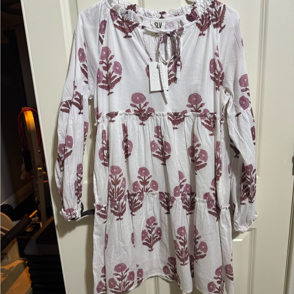 SLV Women's Floral Print Dress - White and Purple